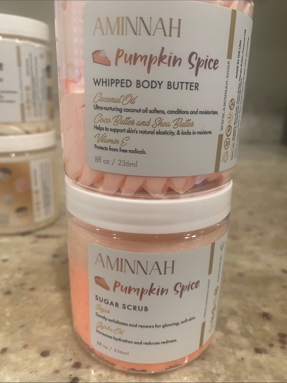 Aminnah Whipped Body Butter and Scrub Duo. Life is S’mores fun & Pumpkin Spice - Picture 2 of 3